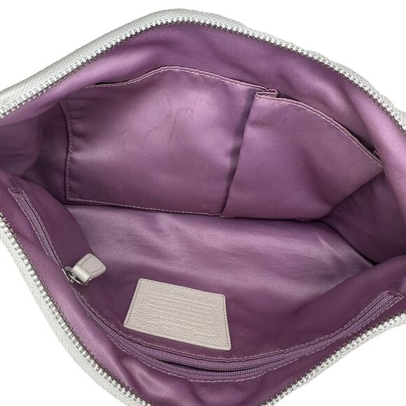 Coach White Pebble Leather Purple Lining Shoulder Bag with Handles F17165 - Picture 4 of 14